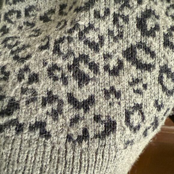 ALLSAINTS | Tredan Wool/Cotton/Alpaca Blend Oversized Gray Leopard Sweater Large - Picture 3 of 5